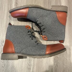 New Men’s Montagne Patchwork Boots — Gray/Tan — Size 12